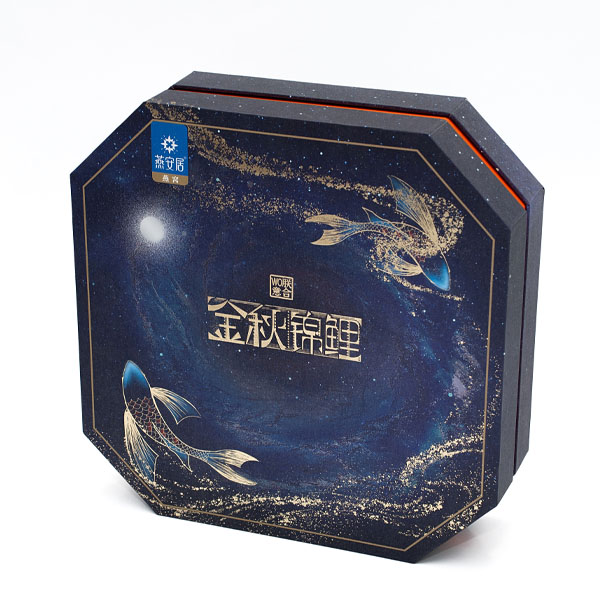 Luxury Octagonal Rectangular Combination Lip and Base Box with Brushed Film and Hot Stamping
